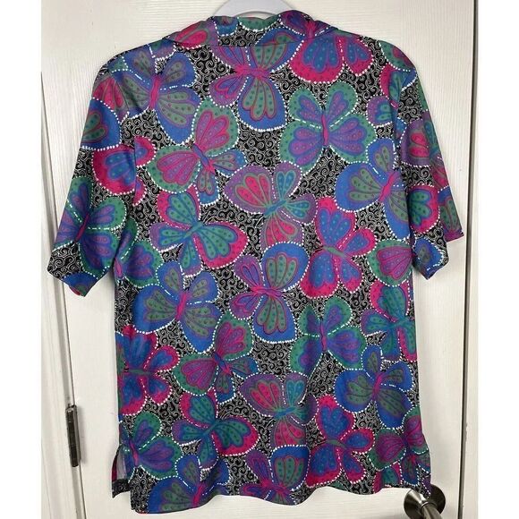 Vintage 70s VERA Neumann Butterfly‎ Print Shirt Women’s Size 12 - Picture 2 of 4